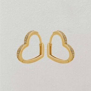 Gold Heart Huggies Earrings